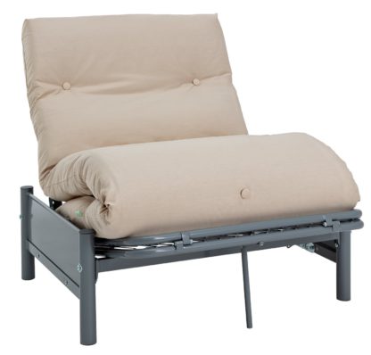 An Image of Argos Home Single Futon Metal Sofa Bed w/ Mattress - Natural