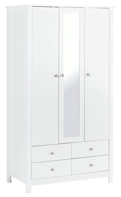 An Image of Habitat Osaka 3 Door 4 Drawer Mirror Wardrobe - Soft Grey