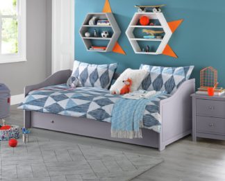 An Image of Argos Home Brooklyn Wooden Day Bed with Trundle - Grey