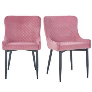 An Image of Montreal Set of 2 Dining Chairs Pink Velvet Pink