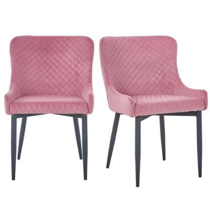 An Image of Montreal Set of 2 Dining Chairs Pink Velvet Pink