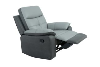 An Image of Argos Home Charles Leather Mix Manual Recliner Chair - Grey