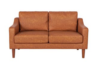 An Image of Argos Home Brixton 2 Seater Faux Leather Sofa - Tan