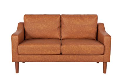 An Image of Argos Home Brixton 2 Seater Faux Leather Sofa - Tan