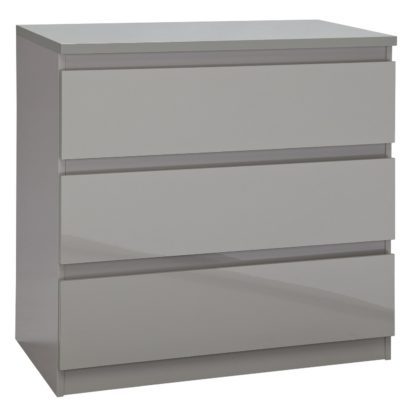 An Image of Habitat Jenson 3 Drawer Chest - Grey Gloss