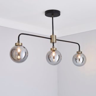 An Image of Tanner 3 Light Black Bar Ceiling Fitting Black