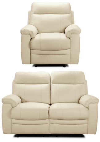 An Image of Argos Home Paolo Chair & 2 Seater Manual Recline Sofa -Ivory