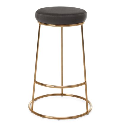 An Image of Zeta Bar Stool Grey Velvet Grey