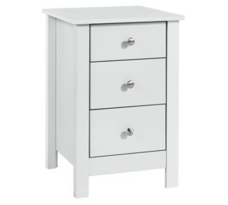 An Image of Habitat Osaka 3 Drawer Bedside Table - White