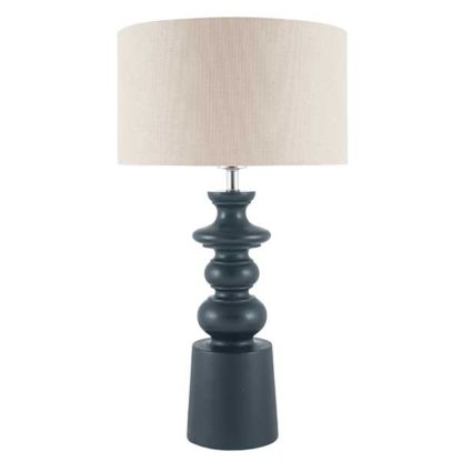 An Image of Mango Wood Table Lamp Black and Taupe