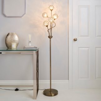 An Image of Sphere 5 Light Glass Floor Lamp Gold