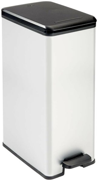 An Image of Curver Deco 40 Litre Slim Bin - Silver