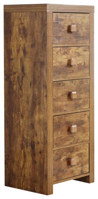 An Image of Jakarta 5 Drawer Slim Chest - Mango Wood Effect