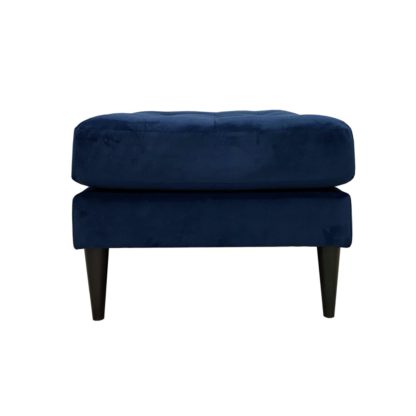 An Image of Habitat Hudson Velvet Footstool - Blue