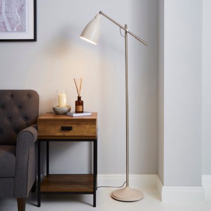 An Image of Robson Mushroom Lever Arm Floor Lamp Cream