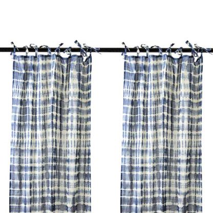 An Image of Pair of Tie Dye Hanging Drapes Blue