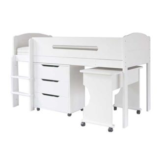 An Image of Kenzie Childrens Midsleeper with Desk And Chest Of Drawers