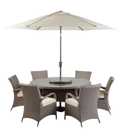An Image of Argos Home Seychelles 6 Seater Rattan Effect Patio Set -Grey