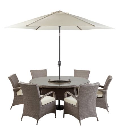 08516d711407791c604d6136e3f8944e4c358df905cf4d2e69ee18717708afa7.jpg An Image of Argos Home Seychelles 6 Seater Rattan Effect Patio Set -Grey
