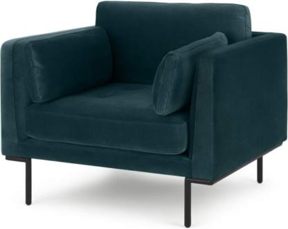 An Image of Harlow Armchair, Steel Blue Velvet
