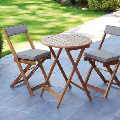 An Image of Raffles 2 Seater Hardwood Natural Bistro Set Brown