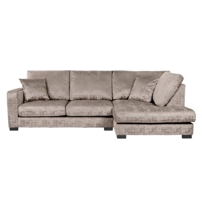 An Image of Carson Distressed Velvet Left Hand Corner Sofa Grey