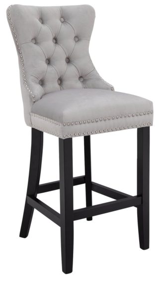 An Image of Argos Home Princess Velvet Bar Stool - Light Grey