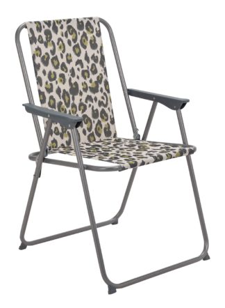 An Image of Argos Home Metal Folding Picnic Chair - Leopard Print