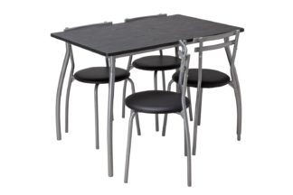 An Image of Argos Home Leon Black Dining Table & 4 Black Chairs