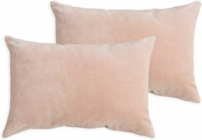 An Image of Lorna Set of 2 Velvet Cushions, 35 x 50 cm, Blush Pink