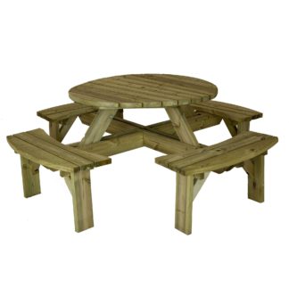 An Image of Timber Round Picnic Table Natural