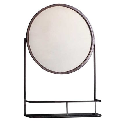 An Image of Circular Mirror with Shelf