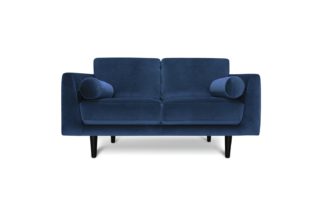 An Image of Habitat Jackson 2 Seater Velvet Sofa - Blue