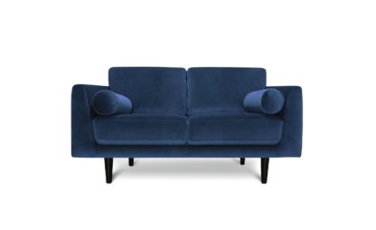 An Image of Habitat Jackson 2 Seater Velvet Sofa - Blue