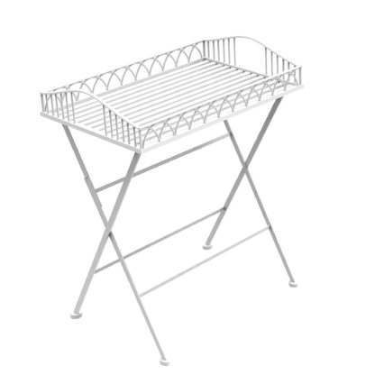 An Image of Foldable Wrought Iron White Butler Tray White