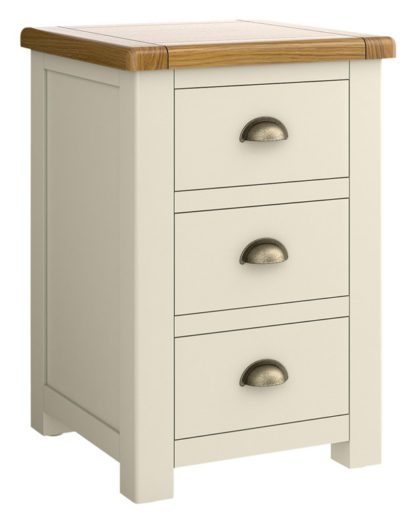 An Image of Habitat Kent 3 Drawer Bedside Table - Cream & Oak