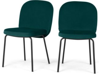 An Image of Set of 2 Safia Dining Chairs, Seafoam Blue velvet