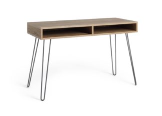 An Image of Habitat Klark Hairpin Office Desk - Dark Wood Effect