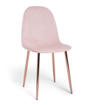 An Image of Habitat Beni Velvet Office Chair - Blush