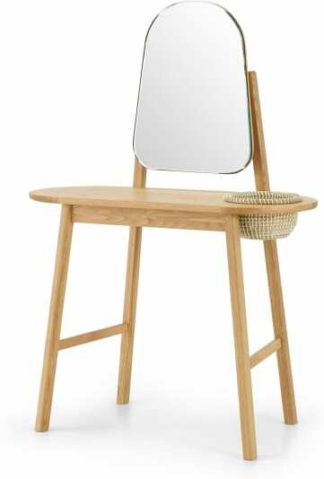 An Image of Pipel Dressing Table, Natural Oak & Rattan