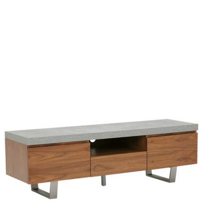 An Image of Halmstad Large TV Stand Concrete and Walnut