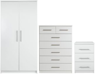 An Image of Argos Home Normandy 3 Piece 2 Door Wardrobe Set - White