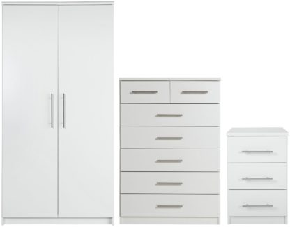 An Image of Argos Home Normandy 3 Piece 2 Door Wardrobe Set - White