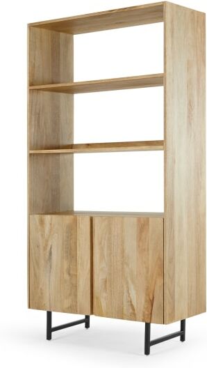 An Image of Aphra Bookcase with cupboard, Light Mango Wood and Black