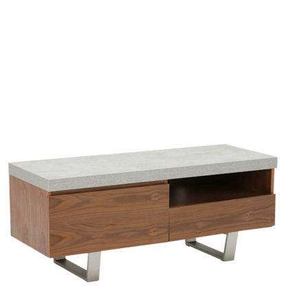 An Image of Halmstad Small TV Stand Concrete and Walnut