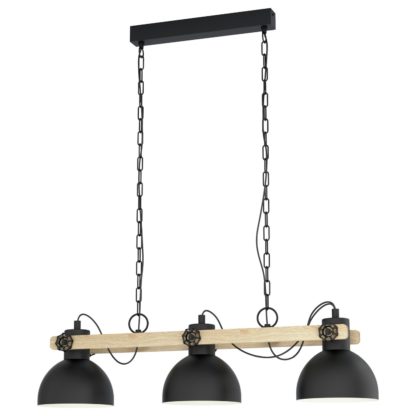 An Image of Eglo Lubenham 3 Light Ceiling Light - Black