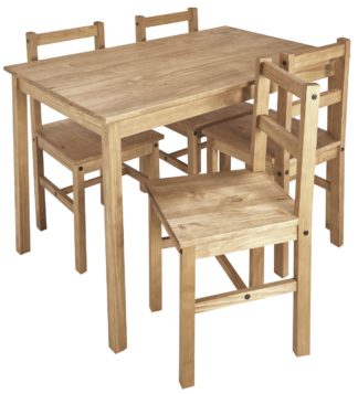 An Image of Argos Home Raye Solid Wood Dining Table & 4 Chairs