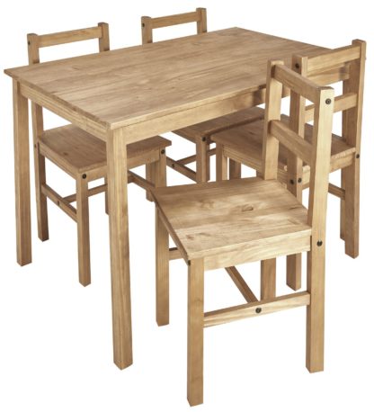 1abdac717553e9348a114579765ddd03826036f2358ed5f7d134a4f2b8381a54.jpg An Image of Argos Home Raye Solid Wood Dining Table & 4 Chairs