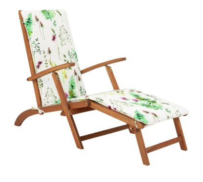 An Image of Argos Home Wooden Steamer Chair with Moorland Cushion