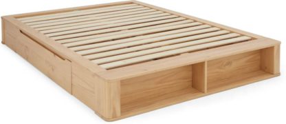 An Image of MADE Essentials Kano Platform Double Bed with Storage, Pine